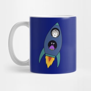 Rocket Ship Cat & Alien Mug